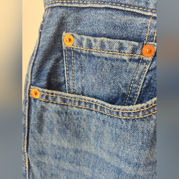 LEVI'S LOW PRO STRAIGHT Blue Mid Rise Distressed Jeans Denim Size 28x31 - Picture 5 of 9